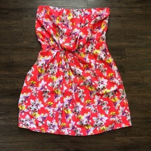 Express Strapless Orange Floral Dress